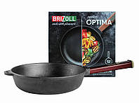 Сковорода чугунная Brizoll Optimа 280 х 60 мм без крышки деревянная ручка (O2860-P2)