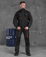 Защитный рабочий костюм FORECO Спецкостюм черный куртка и комбинезон XL
