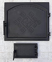Двери для камина печи барбекю Замкова 420x490 мм + Дверца поддувальная