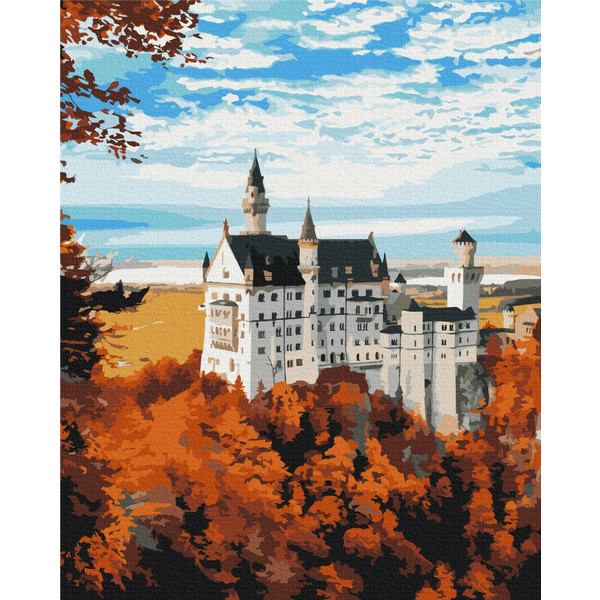 Картина за номерами 40х50 см. Осінній вид на Нойшванштайн. Brushme 2617