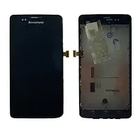 Дисплей Lenovo A600E в зборі з сенсором та рамкою black orig