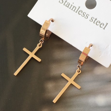 Сережки Хрестики ювелірна біжутерія медзолото без вставок, фото 1