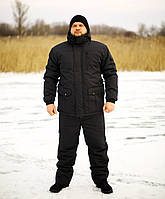 Зимний костюм для рыбалки и охоты с брюками "Скиф" рип-стоп черный 44-46
