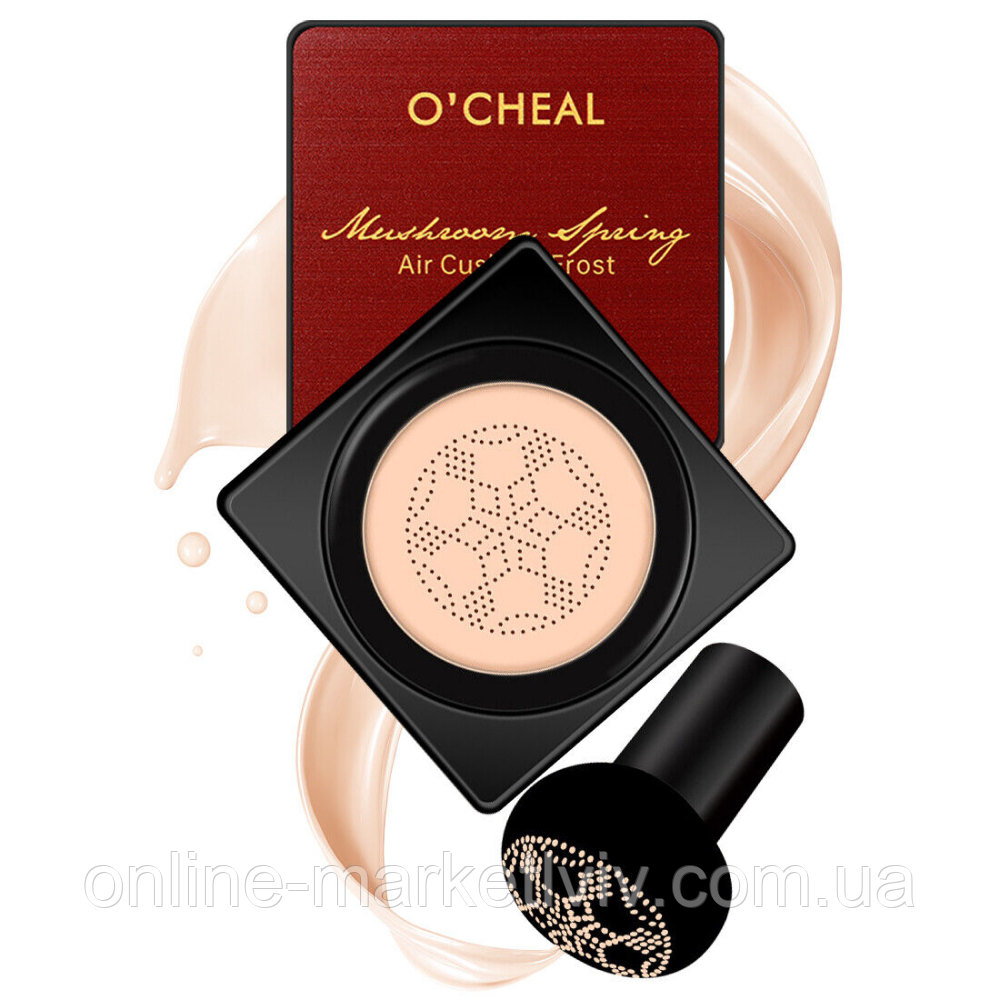 ОПТ від 12 шт Кушон тональний крем Beauty Linasi Red O`CHEAL 02 Натуральний відтінок + спонжик / Кушон для обличчя, фото 1