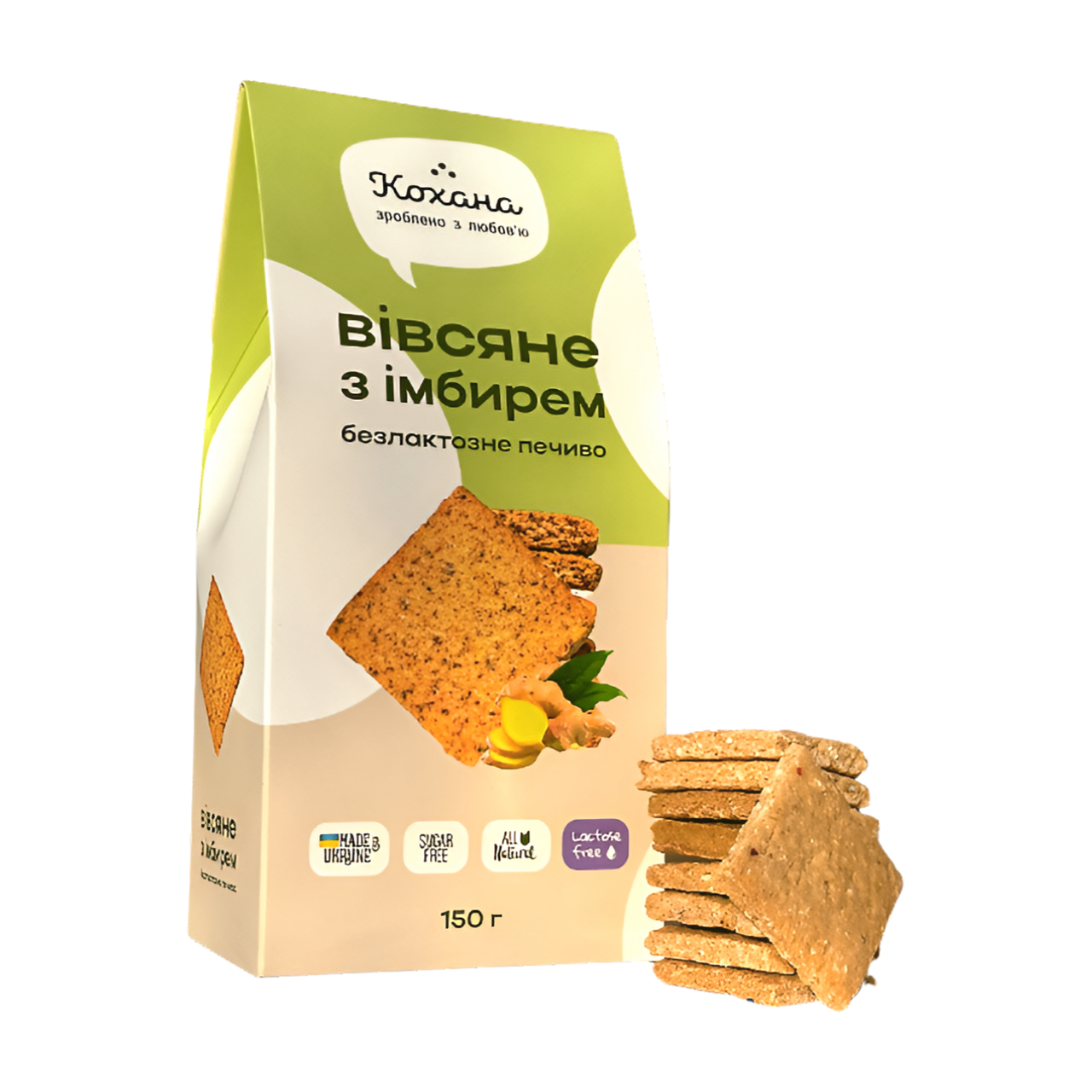 Натуральне вівсяне печиво Вівсяне з імбирем Кохана 150 г