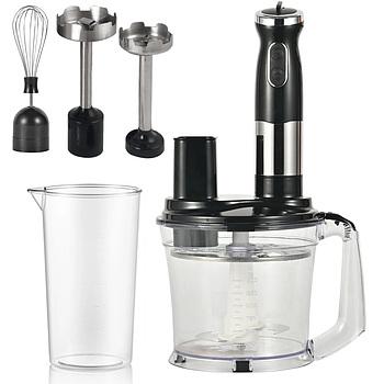 Блендер занурювальний 4в1 1200Вт з чашею та насадками Rainberg RB-2238 / Багатофункціональний ручний блендер-міксер