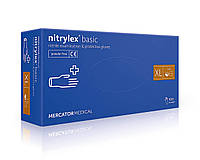 Рукавиці нітрилові Mercator Medical Nitrylex Basic сині розмір XL (100 шт./50 пар/пач.)