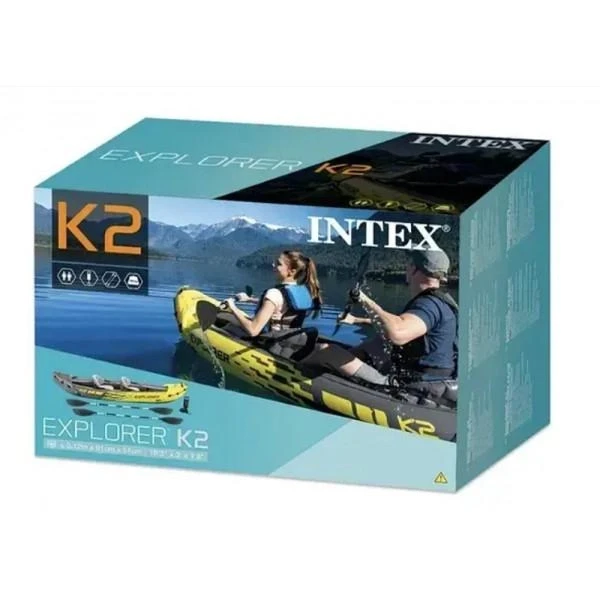Надувная лодка Intex Explorer K2 двухместная байдарка каяк с килем надувным дном ,веслами и насосом 312 х 499 - фото 7 - id-p2119522453