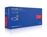 Перчатки нитриловые Mercator Medical Nitrylex Basic синие размер L (100 шт/50 пар/уп)