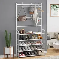 Сборная вешалка 2 в 1 для одежды и подставка для обуви "Multi-functional shoe and hat rack Белая TeraMarket