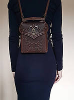 Кожаная женская коричневая сумка-рюкзак ручной работы "Венеция", коричневый рюкзак, рюкзак трансформер
