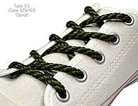 Шнурки для обуви 60см Черный+хаки круглые Спираль 5мм полиэстер