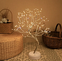 Светильник в виде дерева Бонсай Капля росы 50см на батарейках + USB, ночник светодиодный теплый белый цвет