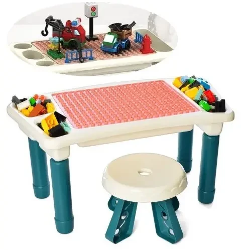 Детский игровой столик 2в1, стульчик, конструктор из 77 деталей 6314 8313 - фото 2 - id-p2119523898