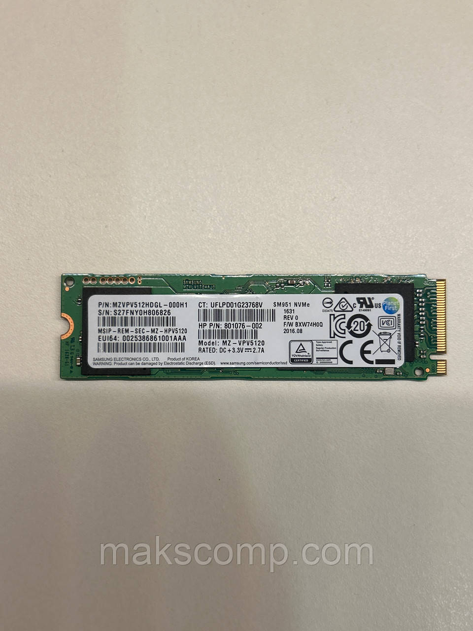 SSD Samsung SM951 512Gb m.2 NVMe (MZVPV522HDGL)(б/у)