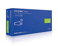 Перчатки нитриловые Nitrylex Basic синие (100 шт. уп) S