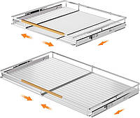 Расширяемая выдвижная полка для хранения Органайзер для шкафа тумбы серебристый полка 61-93 см комплект 2 шт