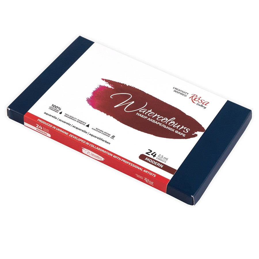 Набір акварельних фарб Modern 24 кольори в кюветах Rosa Gallery, 340115, фото 1