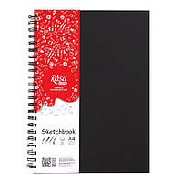 Блокнот на спіралі А4 80 аркушів 100 гм чорний Rosa Studio, 165004