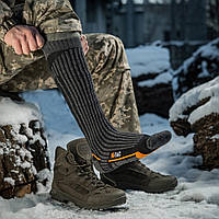 M-Tac мужские тактические удленненые носки удобные высокие военные носки под берцы Coolmax 75% Long Black