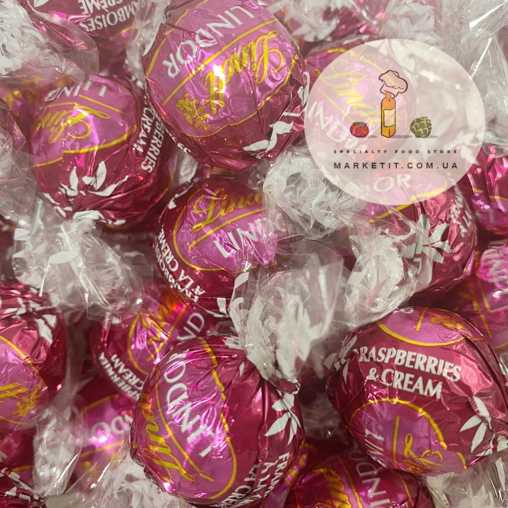 Шоколадні цукерки Lindt Lindor Raspberries&Cream, малиновий йогурт, вагові, фото 1
