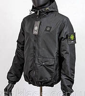 Stone Island куртка черная мужская ветровка плащевка легкая короткая весна лето осень Стоун Айленд