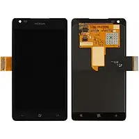 Дисплей Nokia 900 Lumia в сборе с сенсором и рамкой black orig