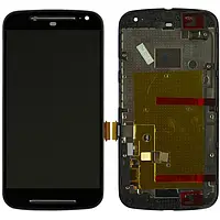Дисплей Motorola XT1062 Moto G2 / XT1063 / XT1064 / XT1068 в сборе с сенсором и рамкой black