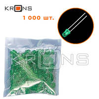 1000x LED светодиод 5мм 1.8-2В 20мА, зеленый el