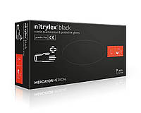 Рукавички медичні нітрилові Mercator Medical Nitrylex Black чорні розмір L (100 шт/50 пар/уп)