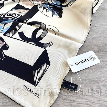 Хустка шовкова C.H.A.N.E.L з ручною підшивкою, фото 4