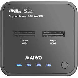 Док-станція для наувачів Maiwo 2*NVMe M.2 SSD Key M/B+M USB 3.1 Gen2 Type-C K3016P smart