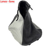 Чехол для ручки КПП Модельный Lanos - Sens рамкой Кожа Черно-Серый