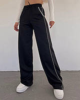 Женские трендовые молодежные базовые модные широкие штаны из двунитки (серый, зеленый, черный)