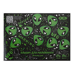 Альбом для малювання ZiBi Kids Line UFO А4 24 арк., 120 г/м2, на скобі, чорний ZB.1432-01 smart
