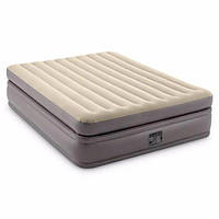 Двоспальний надувний матрац ліжко з вбудованим насосом Intex 203 х 152 х 51 см Бежевий