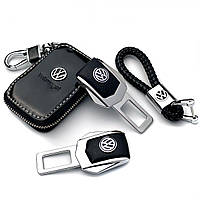 Набор автомобилиста №10 для Volkswagen / Заглушки ремня безопасности с логотипом / Брелок и чехол для ключей /
