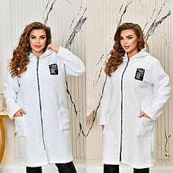 Стильний модний довгий в букле кардиган на змійці з капюшоном, батал великі розміри