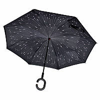 Зонт наоборот Lesko Up-Brella Метеоритный дождь с рисунком брендовый ветрозащитный ручка Hands-free el