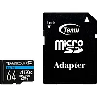 Карта памяти Team (TEAUSDX64GIV30A103) microSDXC Elite 64GB UHS-I U3 V30 A1 Class 10 + SD-adapter
