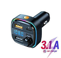 Тройное автомобильное зарядное устройство USB 3.1A + USB 1A + QC 3.0 адаптер Bluetooth FM-передатчик C26