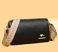 Женская мини сумочка кросс-боди DAISHU Кенгуру, маленькая сумка багет черная