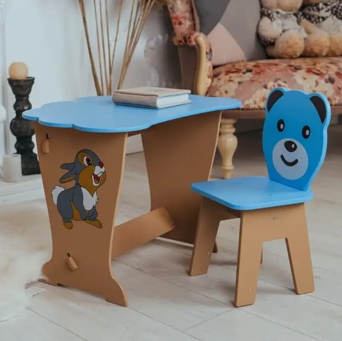Дитячий письмовий столик та стільчик кришка Хмара Зайчик набір столик для письма зі стільцем для дітей