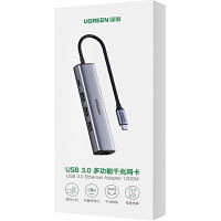 Концентратор Ugreen USB 3.0 Type-C to 3xUSB 3.0 + RJ45 1000M CM475 grey 20932 a