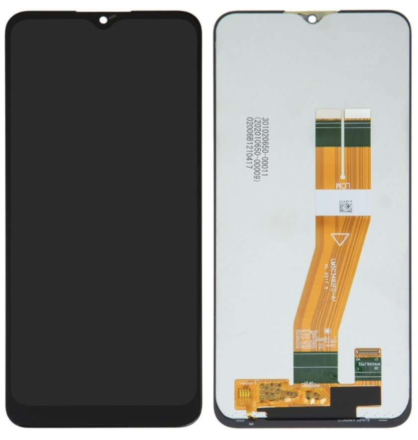Дисплей (екран) для Samsung A037G Galaxy A03s + тачскрин, чорний, 162 x 72 mm, з жовтим шлейфом