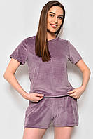 Пижама женская велюровая сиреневого цвета 174361L