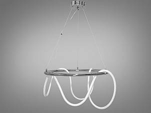 Люстра металева LED 32Вт кільце біле плафон-шнур силікон хром 60х140 см, фото 2