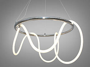 Люстра металева LED 32Вт кільце біле плафон-шнур силікон хром 60х140 см, фото 4