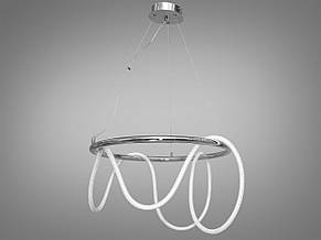 Люстра металева LED 32Вт кільце біле плафон-шнур силікон хром 60х140 см, фото 1