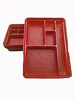Упаковка для суши и роллов ПС-610 Красная с делениями (50 шт) одноразовая пластиковая бокс контейнер
